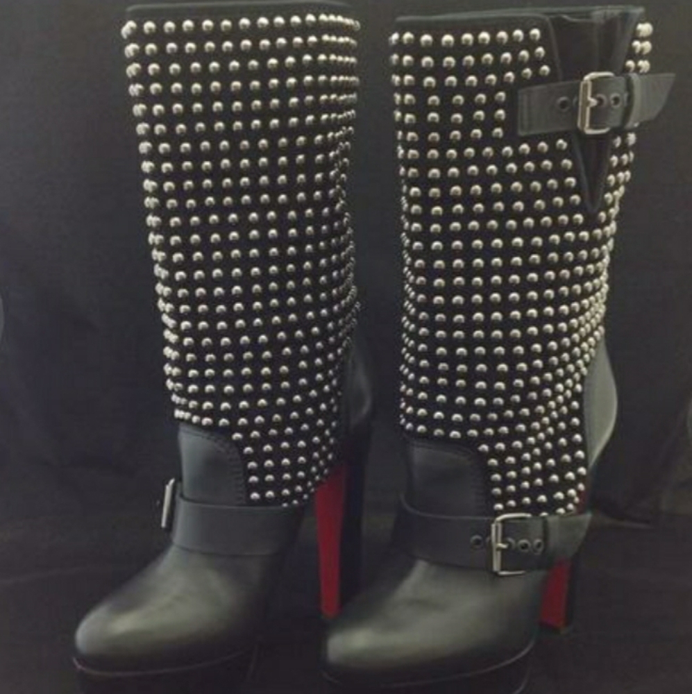 Black Marisa studded platform boot